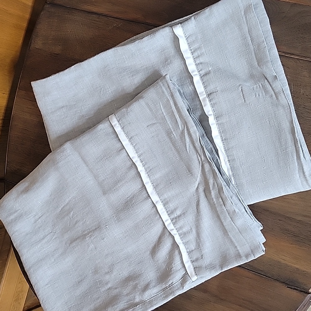 Pottery Barn Belgian Flax Linen Flange Pillowcases Set Of 2